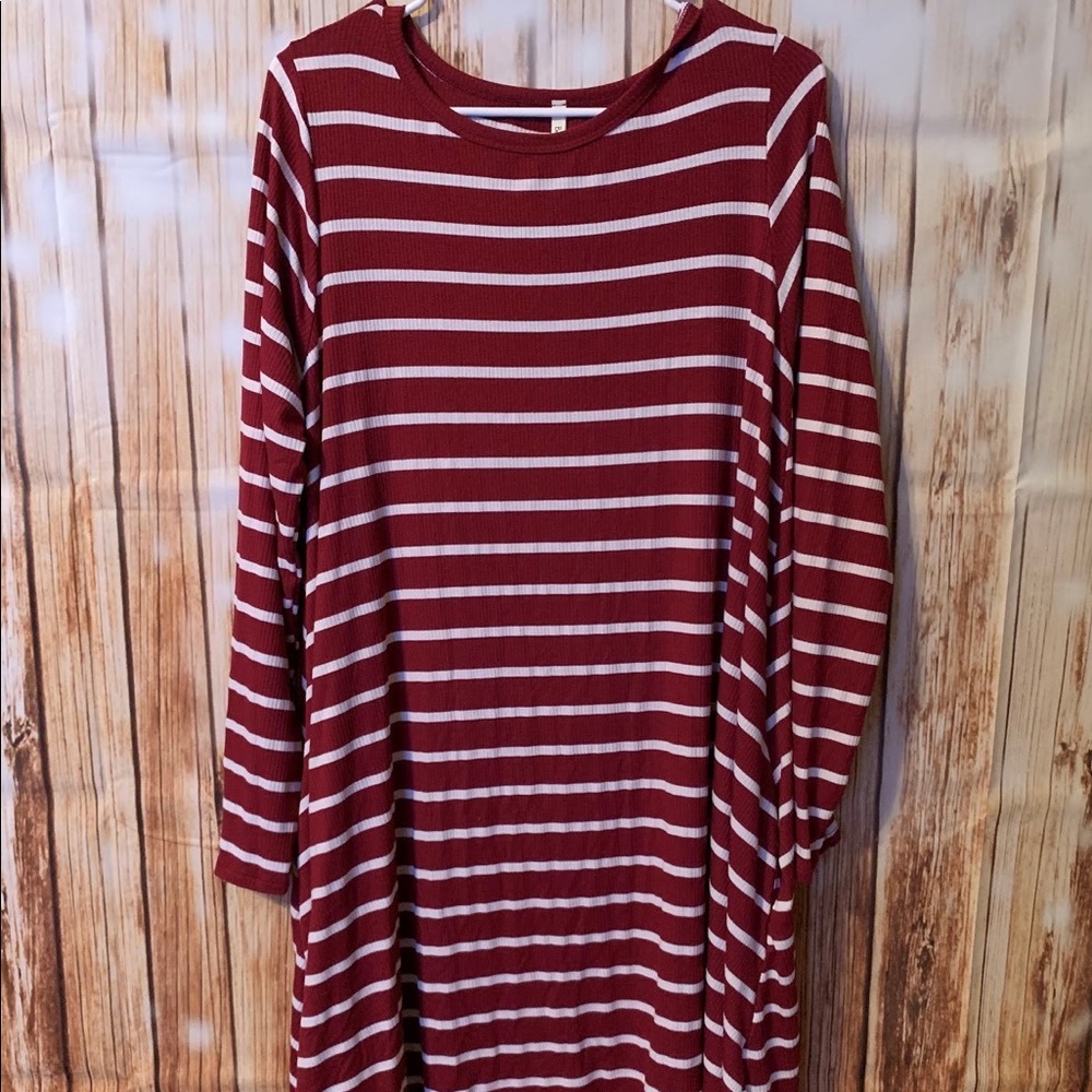 Boutique Burgundy Striped Dress